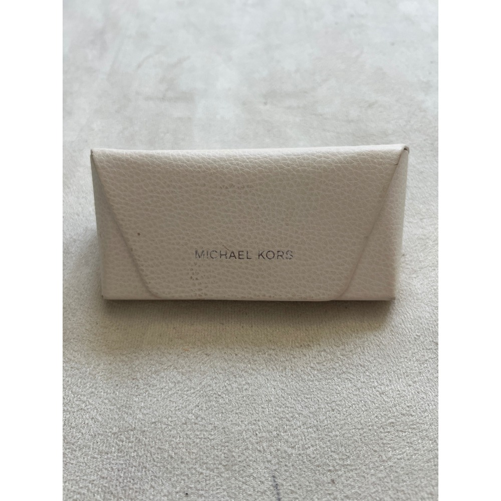 Michael Kors Cream Pebbled Faux Leather Hard Sunglasses Eyeglasses Case Snap